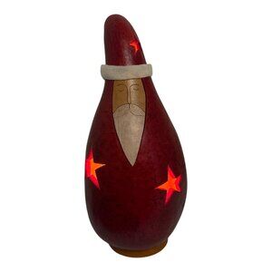 Meadowbrooke Gourds Red Christmas Holiday Santa Gourd Lighted Rustic Folk Art